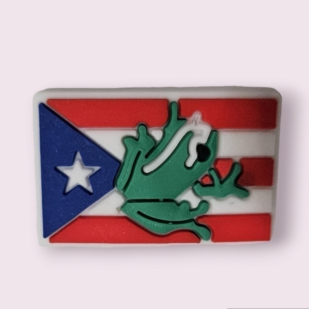 4/$8 Crocs Shoe Charm - Puerto Rico / Puerto Rican Flag / El Coqui